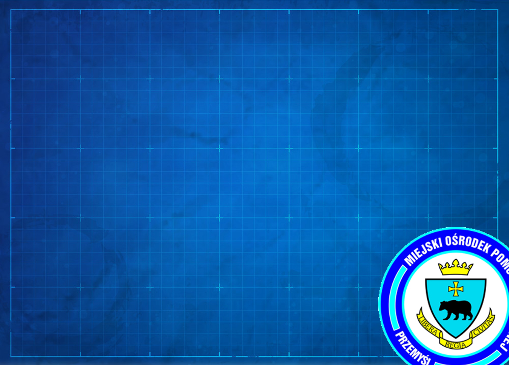 Logo MOPS z niebieskim tłem